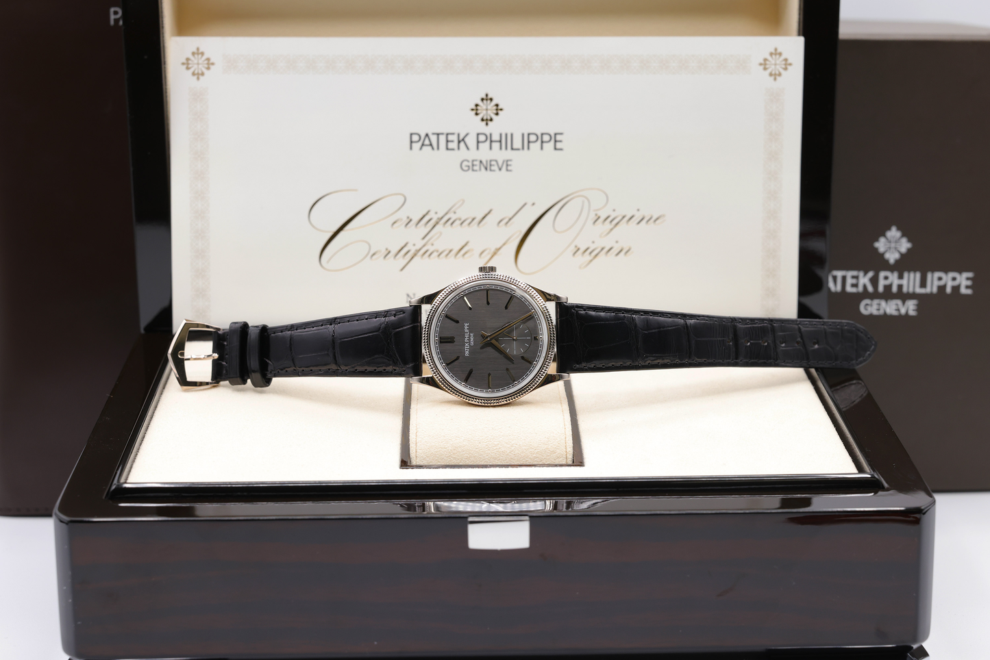 Patek Philippe Calatrava Charcoal Gray Dial on Strap Ref 6119G-001