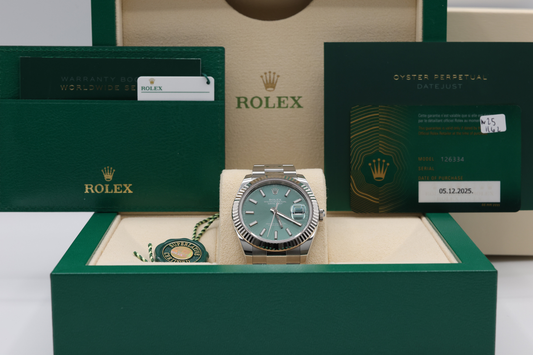 Rolex Datejust 41 Mint Green Index Dial on Oyster Ref 126334