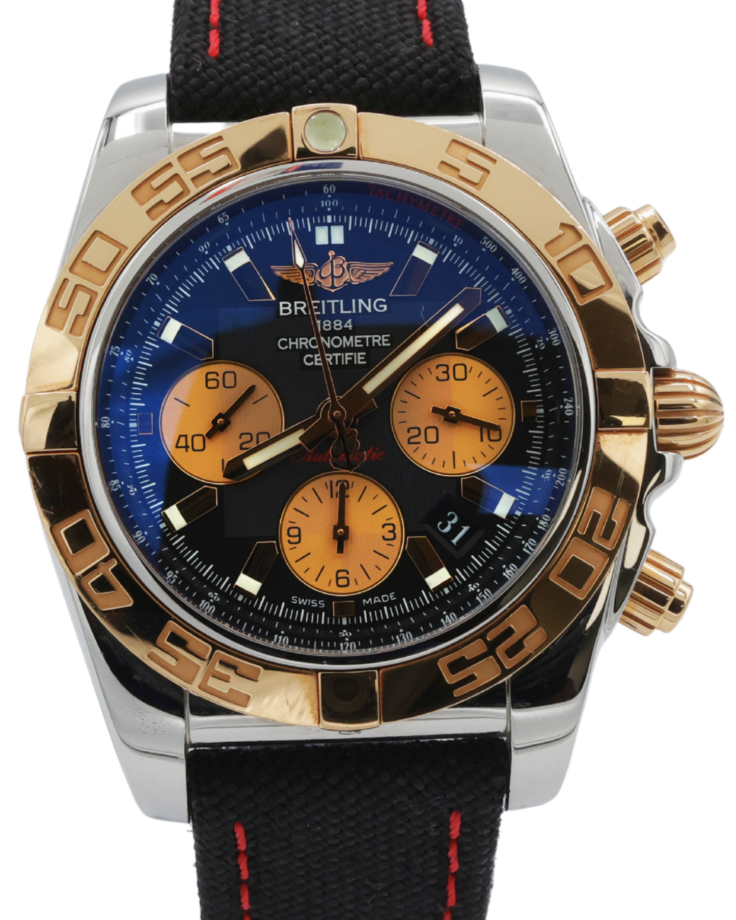 Breitling Chronomat Blue Dial on Strap Ref CB011012/B968