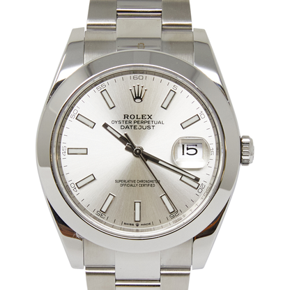 Rolex Datejust 41 Silver Index Dial on Oyster Ref 126300