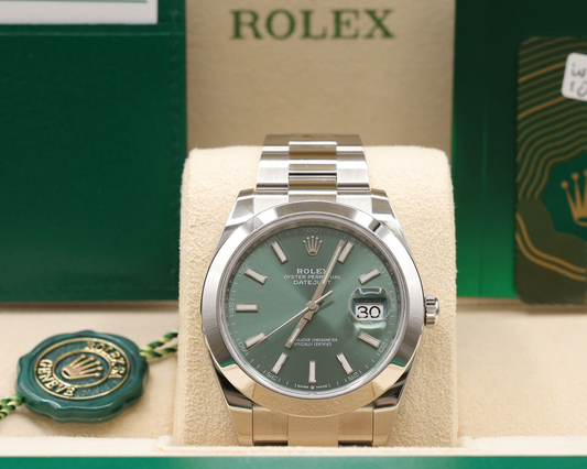 Rolex Datejust 41 Mint Green Index Dial on Oyster Ref 126300