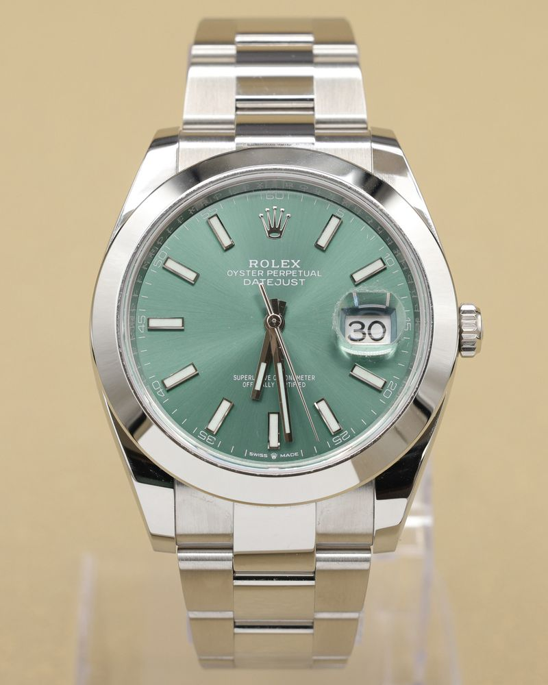 Rolex Datejust 41 Mint Green Index Dial on Oyster Ref 126300