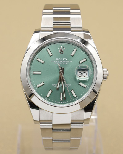 Rolex Datejust 41 Mint Green Index Dial on Oyster Ref 126300