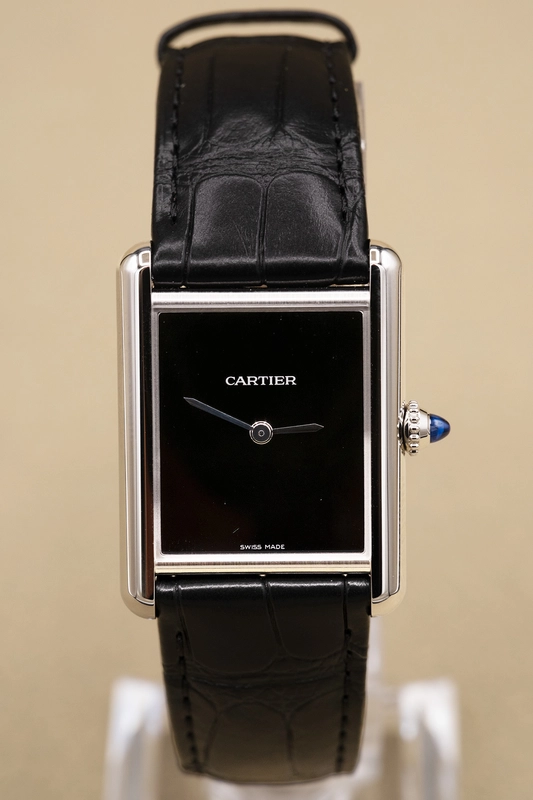 Cartier Tank Must Large Black Dial on Leather Ref. WSTA0108