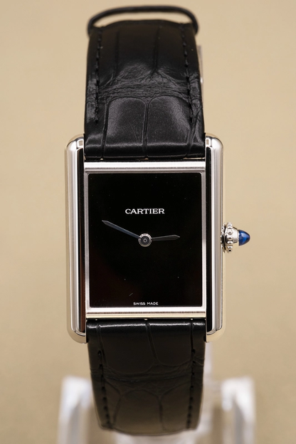 Cartier Tank Must Large Black Dial on Leather Ref. WSTA0108
