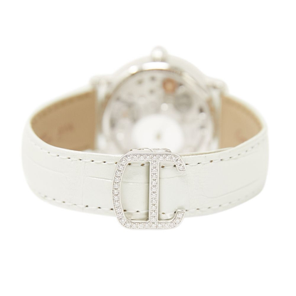 Cartier Rotonde de Cartier Mysterious Hour Blue Dial on White Crocodile Strap Ref HPI01197