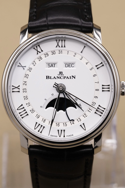 Blancpain Villeret Quantieme Complet White Dial on Leather Strap Ref. 6654112755B