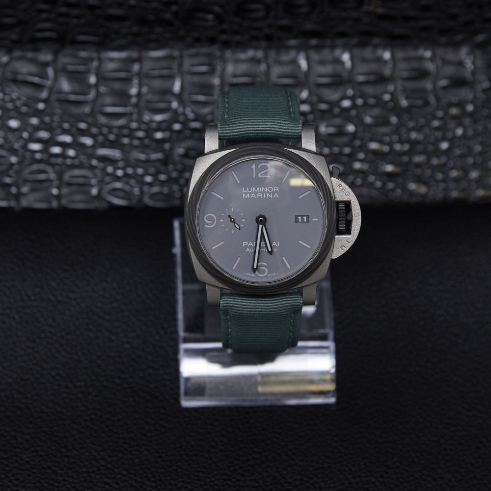 Panerai Luminor Marina TuttoGrigio Titanium Anthracite Dial on Grey Textile Strap Ref PAM01662 with Card