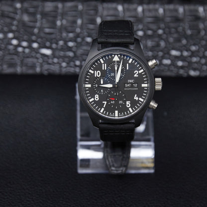 IWC Pilot's Watch Chronograph "TOP GUN" Day-Date Black Dial on Textile Strap Ref IW389101